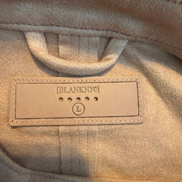 BLANKNYC Faux Suede Moto Bomber Jacket Sand Dune Tan Long Sleeve Zip-Up L - Picture 12 of 13
